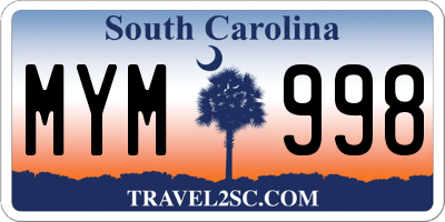 SC license plate MYM998