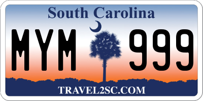 SC license plate MYM999