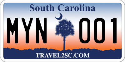 SC license plate MYN001
