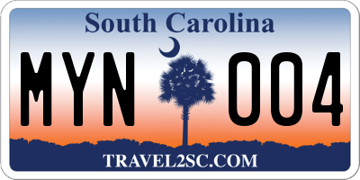 SC license plate MYN004