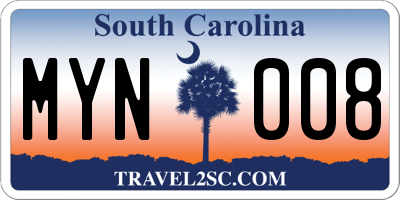 SC license plate MYN008