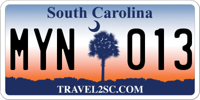 SC license plate MYN013