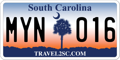 SC license plate MYN016