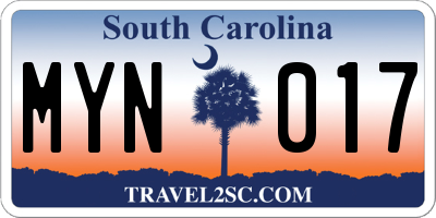 SC license plate MYN017
