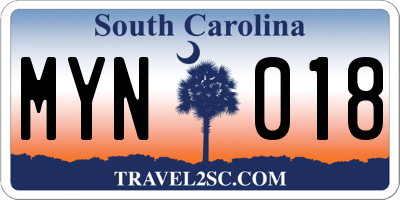 SC license plate MYN018