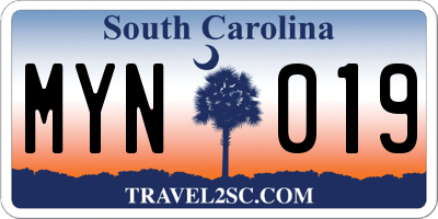 SC license plate MYN019
