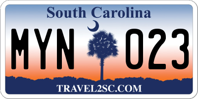 SC license plate MYN023
