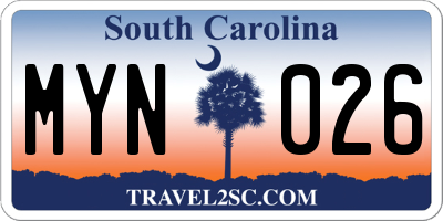 SC license plate MYN026