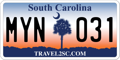 SC license plate MYN031