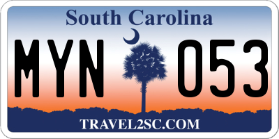 SC license plate MYN053