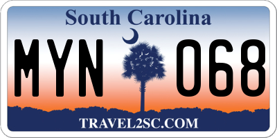 SC license plate MYN068