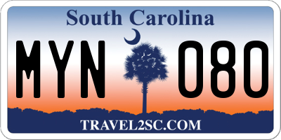 SC license plate MYN080