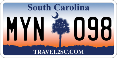 SC license plate MYN098