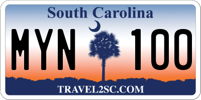 SC license plate MYN100
