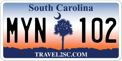 SC license plate MYN102