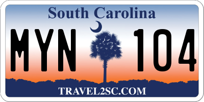 SC license plate MYN104