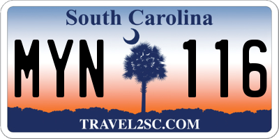 SC license plate MYN116