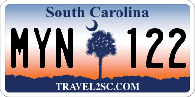 SC license plate MYN122