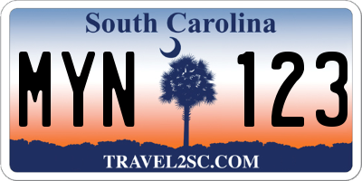 SC license plate MYN123
