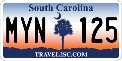 SC license plate MYN125