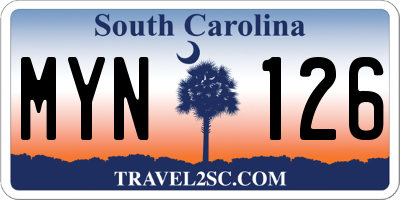 SC license plate MYN126