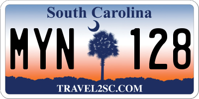 SC license plate MYN128