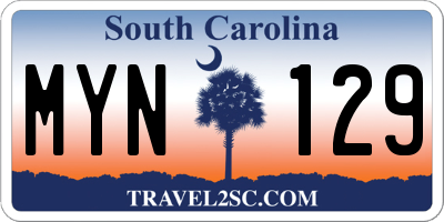 SC license plate MYN129