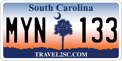 SC license plate MYN133