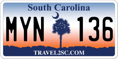 SC license plate MYN136