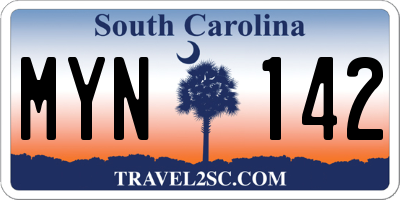 SC license plate MYN142