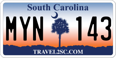 SC license plate MYN143