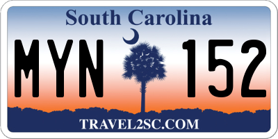 SC license plate MYN152