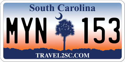 SC license plate MYN153