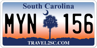 SC license plate MYN156
