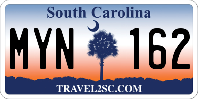 SC license plate MYN162