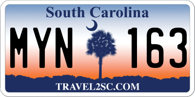 SC license plate MYN163