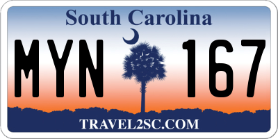 SC license plate MYN167