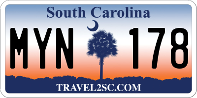 SC license plate MYN178