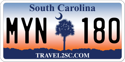 SC license plate MYN180