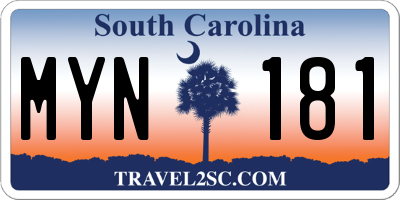 SC license plate MYN181