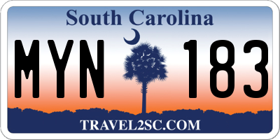 SC license plate MYN183