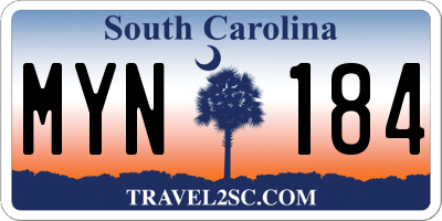 SC license plate MYN184