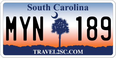 SC license plate MYN189