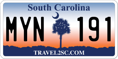 SC license plate MYN191