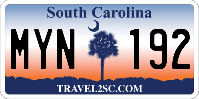SC license plate MYN192