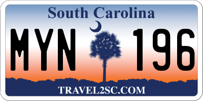 SC license plate MYN196