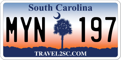 SC license plate MYN197