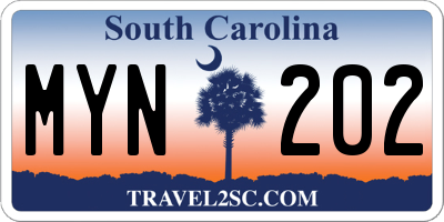 SC license plate MYN202