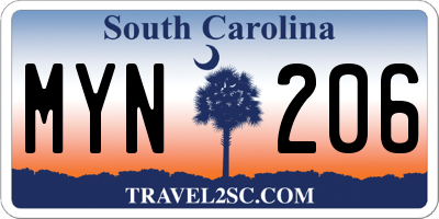 SC license plate MYN206