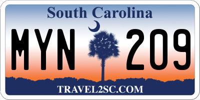 SC license plate MYN209